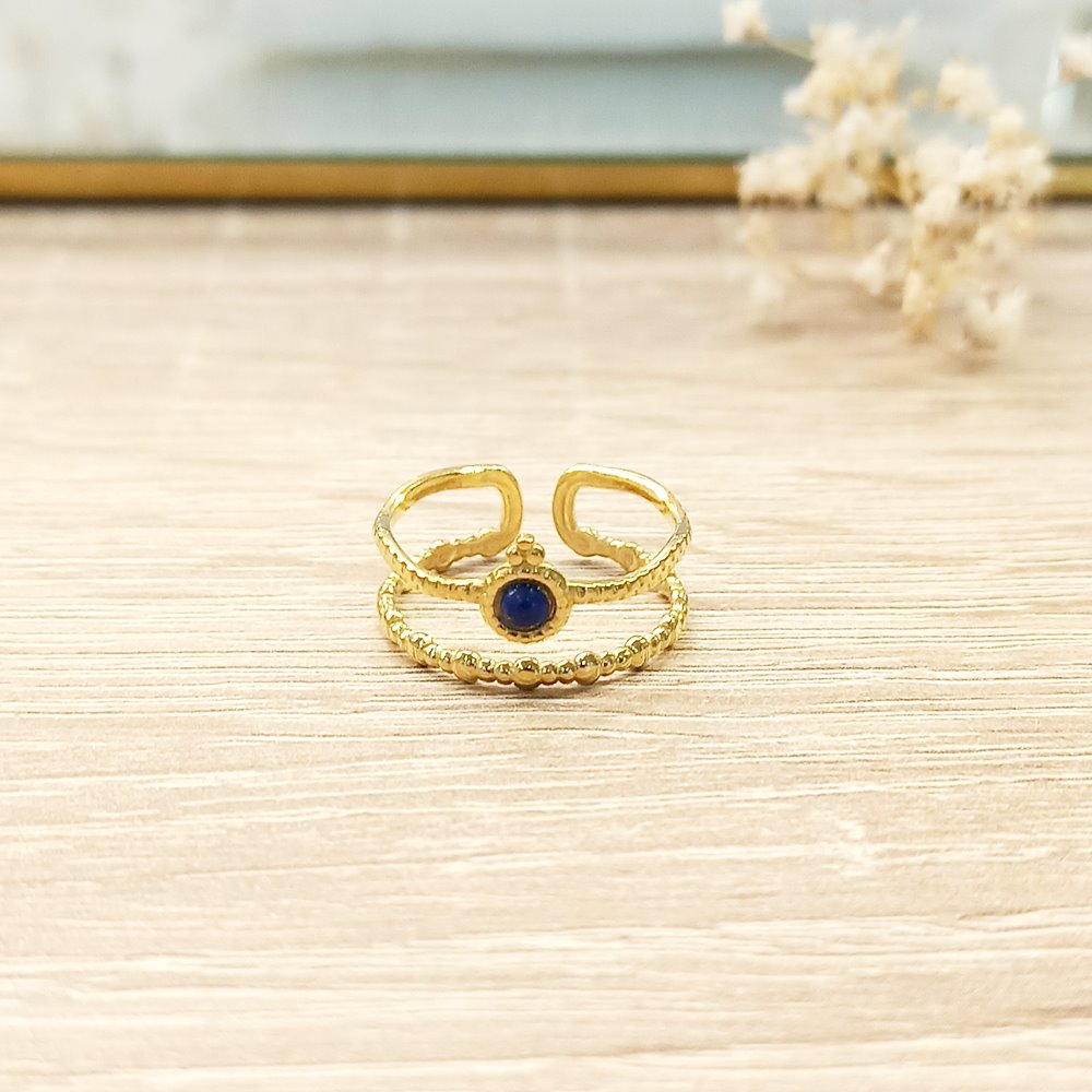 Anillo Doble Negro Dorado