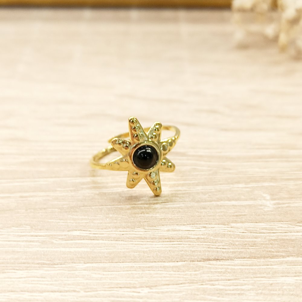 Anillo Destello Negro Dorado