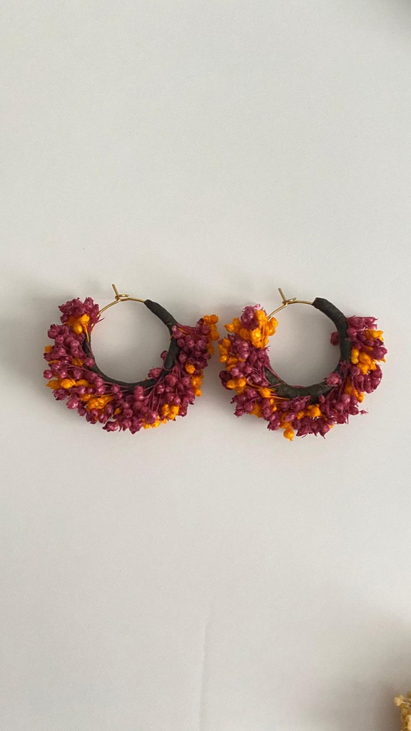 Pendientes Flor Naranja y Magenta- Apolonia Studio