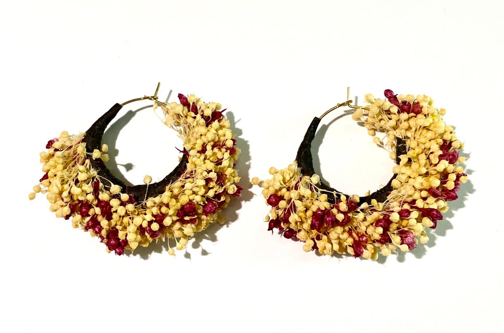 Pendientes Flor Magenta y Amarillo- Apolonia Studio