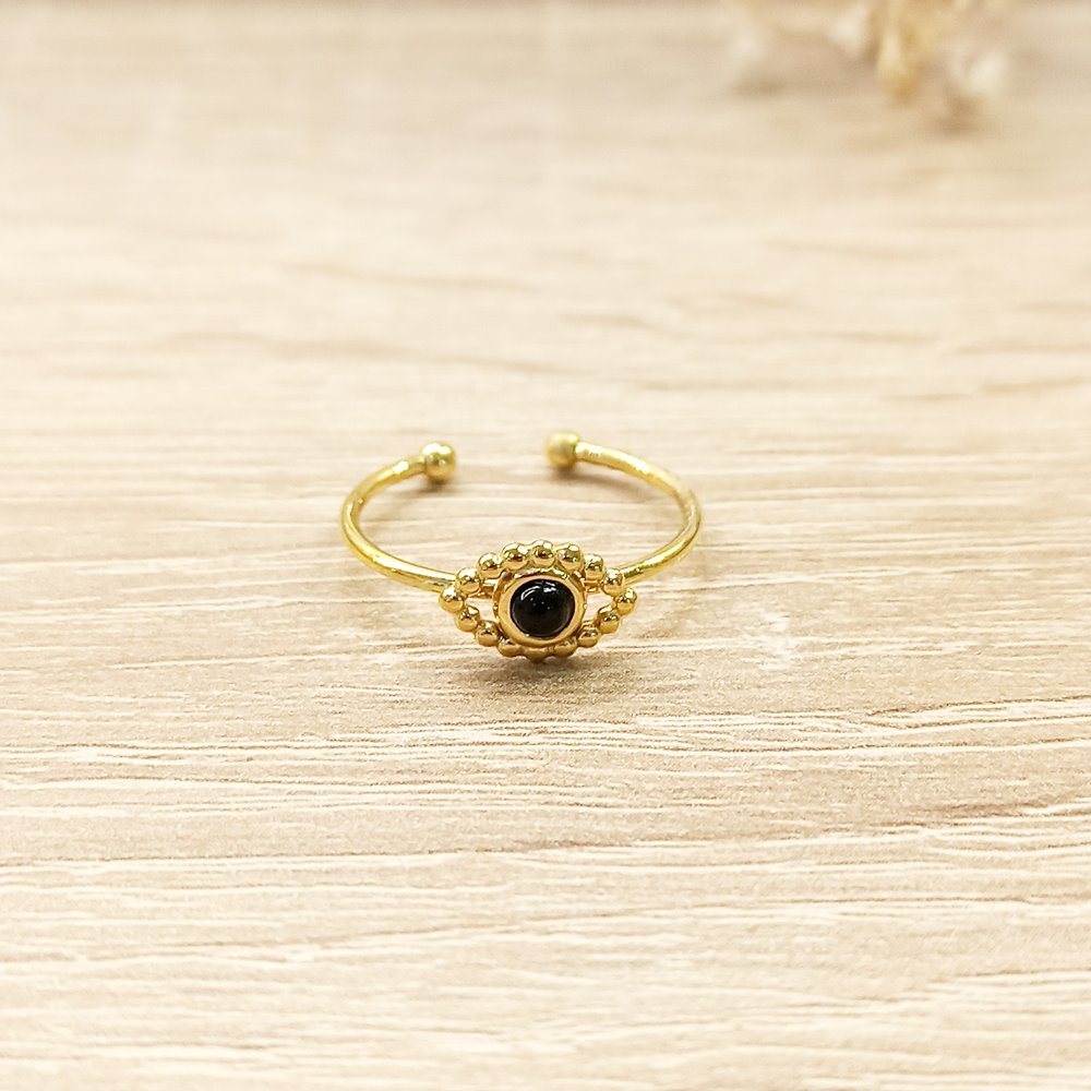 Anillo Ojo Negro Dorado
