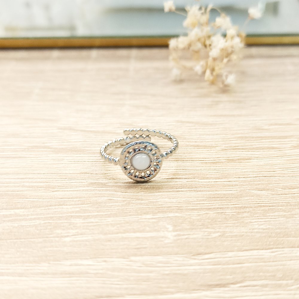 Anillo Rueda Blanco Plateado