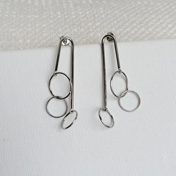 Pendientes Minimal Doble Circles Plateado