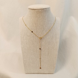 Collar Colgante Tira Mini Flores Dorado