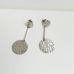 Pendientes Chapa Colgante Relieve Plateado