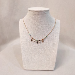 Collar Cuentas Verdes Charms Dorado