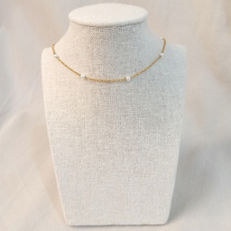 Collar Cadena Perlitas Intercaladas Dorado