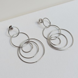 Pendiente Multiaro Spiral Plateado