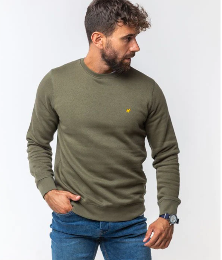 Sudadera Orgánica Bordada Verde Khaki Williot