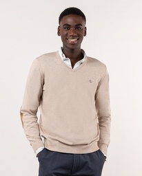Jersey Cuello Pico Coderas Camel - El Ganso