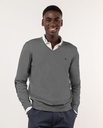 Jersey Cuello Pico Coderas Gris Melange - El Ganso