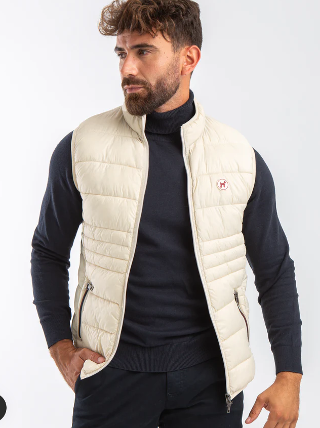Chaleco Acolchado Crema logo rojo - Williot