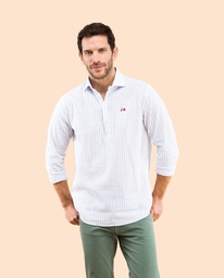 Camisa Polera Raya Vertical Li-Co Celeste - Scotta