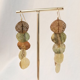 [PM2501] Pendientes Hojas Redondas Ultralight Dorado