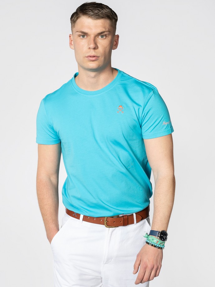 Camiseta Paradise Azul (logo naranja) - Harper &amp; Neyer