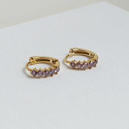 Pendientes Aro Circonitas Malva Dorado