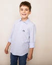 Camisa Niño Polera Raya Horizontal Lino Algodón Celeste - Scotta