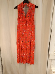 Vestido Midi Rojo Flores Espalda Abierta - Peace&amp;Love