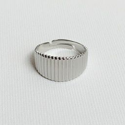 Anillo Ancho Plisado Plateado