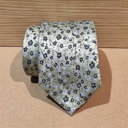 [escaparate] Corbata verde claro con flores azul marino y celeste