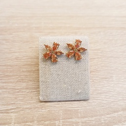 Pendientes Flor Cristales Naranja Dorado