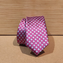 Corbata rosa fucsia con topos azules grandes