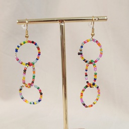 Pendientes Triples Cuentas Multicolor