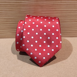 [cb013] Corbata roja topos blancos grandes