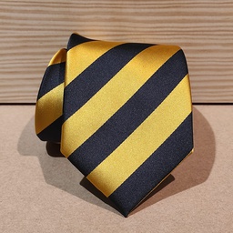 [cb098] Corbata rayas diagonales doradas y negras