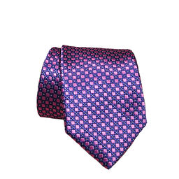 [cb034] Corbata marino con cuadrados fucsia