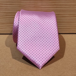 [Cb003] Corbata rosa chicle con topos negros