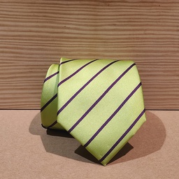 Corbata verde pistacho con franjas diagonales moradas