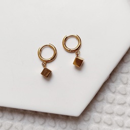 Aritos Charm Cubo Dorado