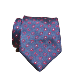 [cb078] Corbata azul marino flores rojas