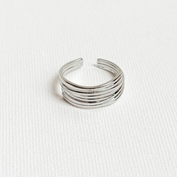 Anillo Efecto Tiras Delanteras Plateado