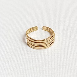 Anillo Efecto Tiras Delanteras Dorado