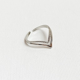 Anillo Curva Vertical Doble Textura Plateado