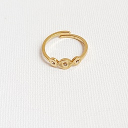 Anillo Triple Circulo Circonita Dorado