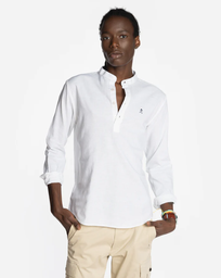 Camisa Polera San Diego Cuello Mao Lino Blanca - Harper &amp; Neyer