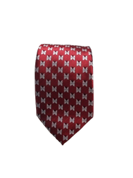 [cb065] Corbata Roja Mariposas Plata