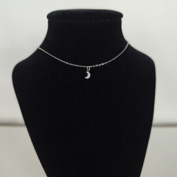 Collar Colgante Mini Luna Brillo Plateado
