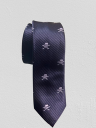 [cb120] Corbatín azul marino con calaveras azul clarito