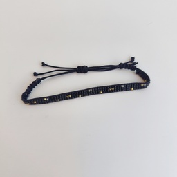 Pulsera Miyuki Mediana Negra y Dorado