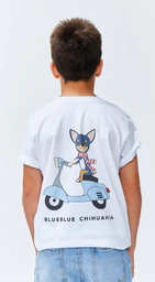 Camiseta Niños Algodón Orgánico Motero  - Blueblue Chihuahua
