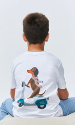 Camiseta Niños Algodón Orgánico  Perro Motero  - Blueblue Chihuahua