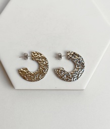 Pendientes Aro Semi Relieves Plateado