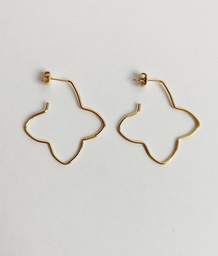 Pendientes Aro Trébol Minimalista Dorado