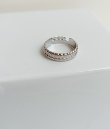 Anillo Doble Trenza Sencilla Plateada