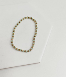 Pulsera Elástica Cuentas Verdes Doradas