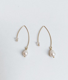 Pendientes Minimal Perla Colgante Dorado